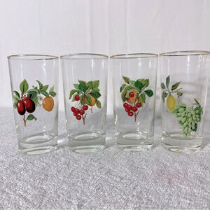 Vintage West Virginia Glass Fruit Tumblers W Gold Rim x4